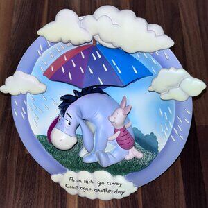 Disney Eeyore & Piglet Bradford Exchange 3D Wall Plaque Rain Rain Go Away